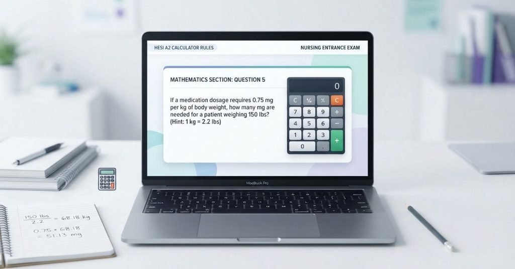 HESI A2 calculator rules and on-screen calculator for math exam