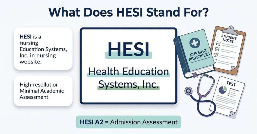 What HESI stands for Health Education Systems Inc. and the HESI A2 nursing admission assessment.